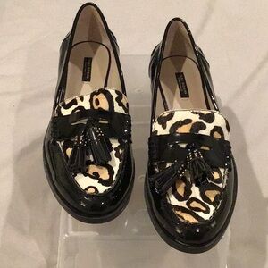 Zara Women, Leopard Print Tassel Loafers, size 41. Never been worn.